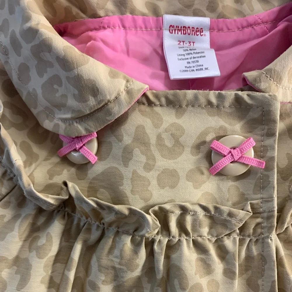 Gymboree Jacket Raincoat Windbreaker Leopard Animal Print Lined Swing